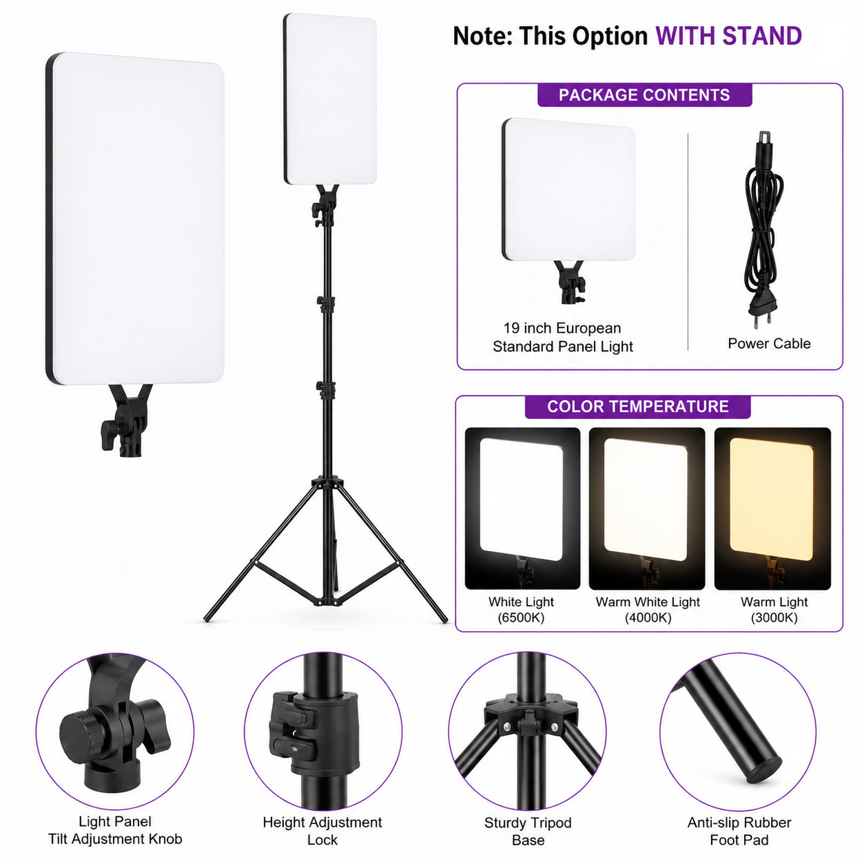 RL-19 Inch LED Soft Light Panel with Tripod Stand - Perfect for Photography and Video Shooting