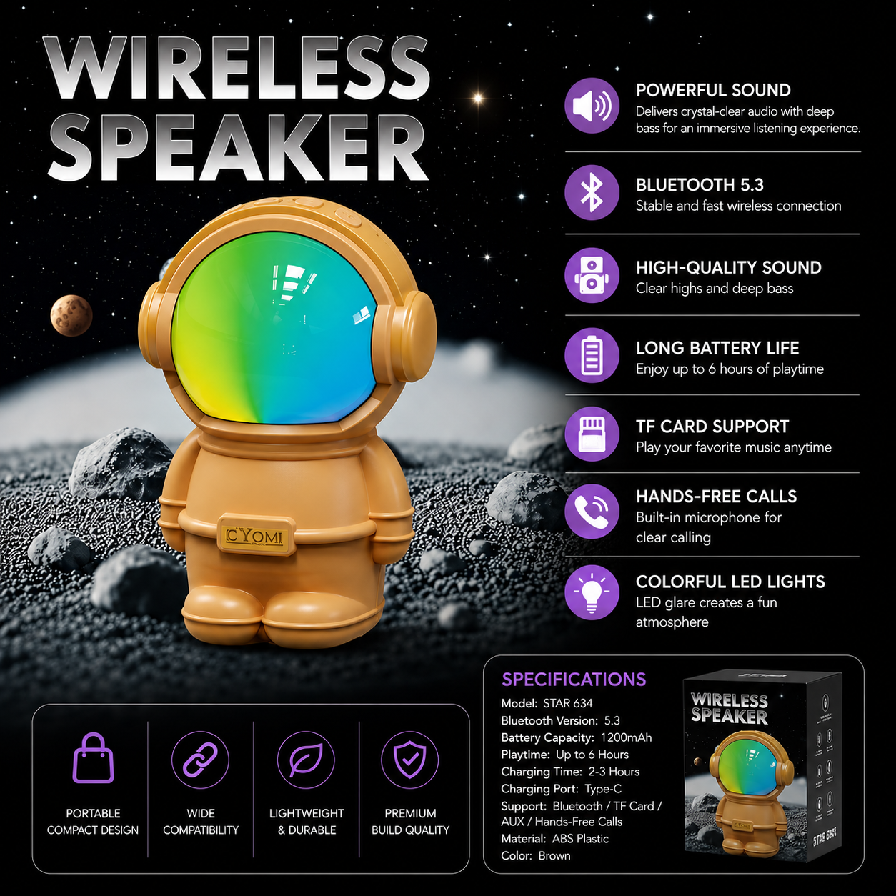 Wireless Astronaut Bluetooth Speaker X808