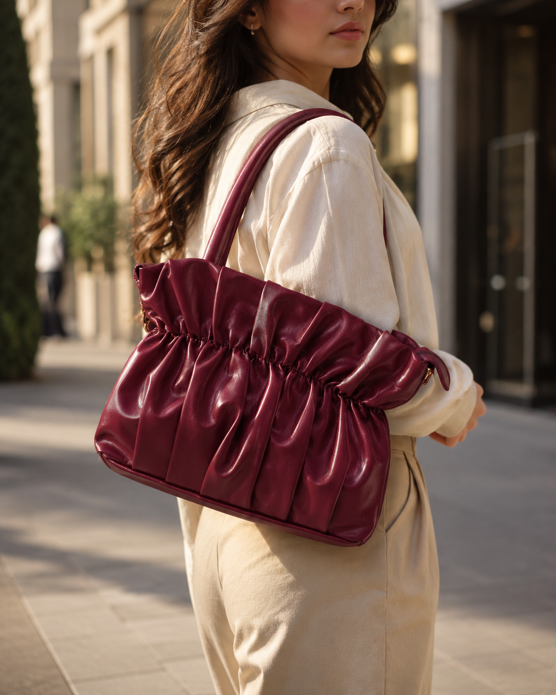 Luxury Ruched Shoulder Handbag