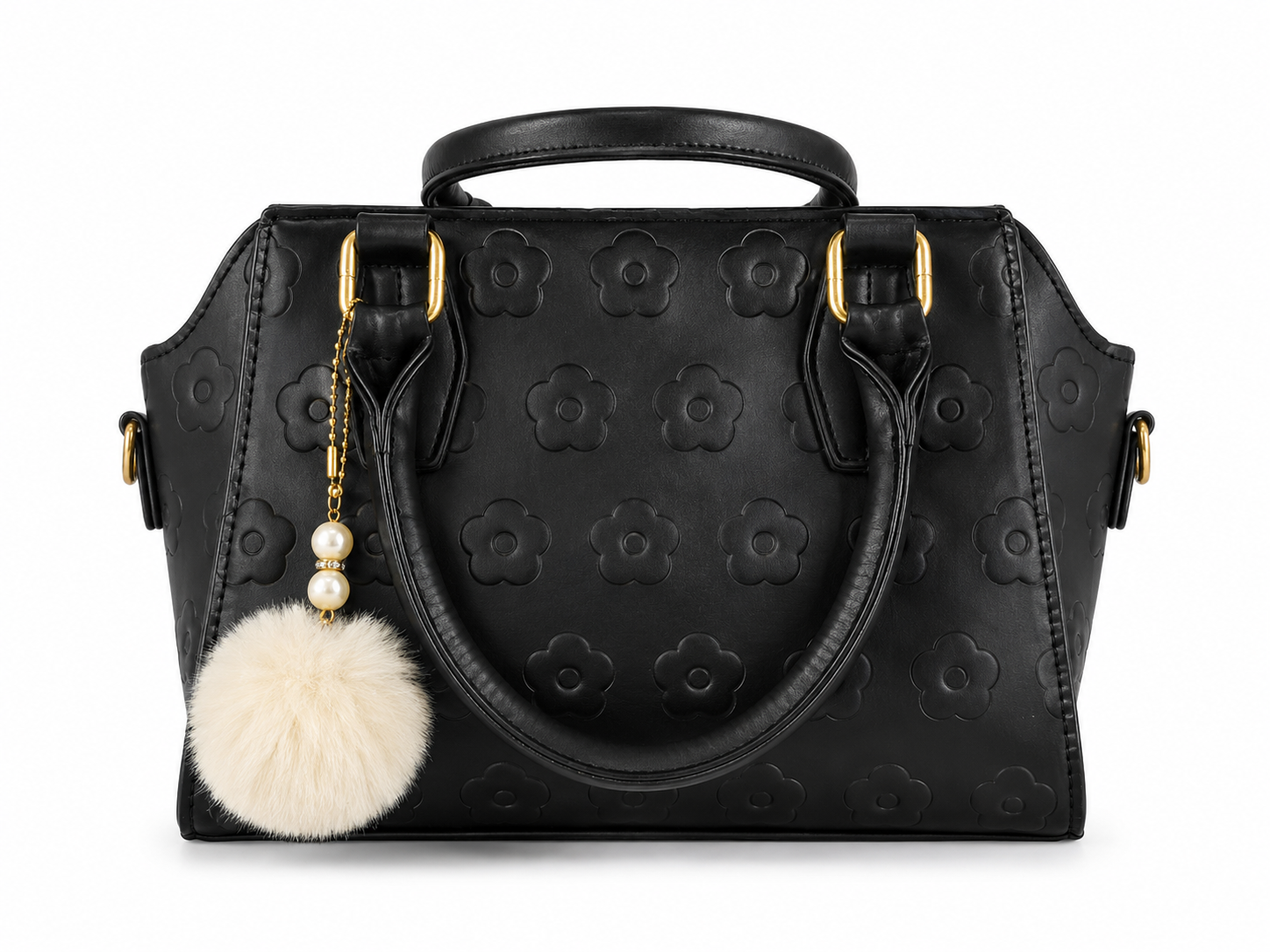 Black Floral Embossed Luxury Handbag