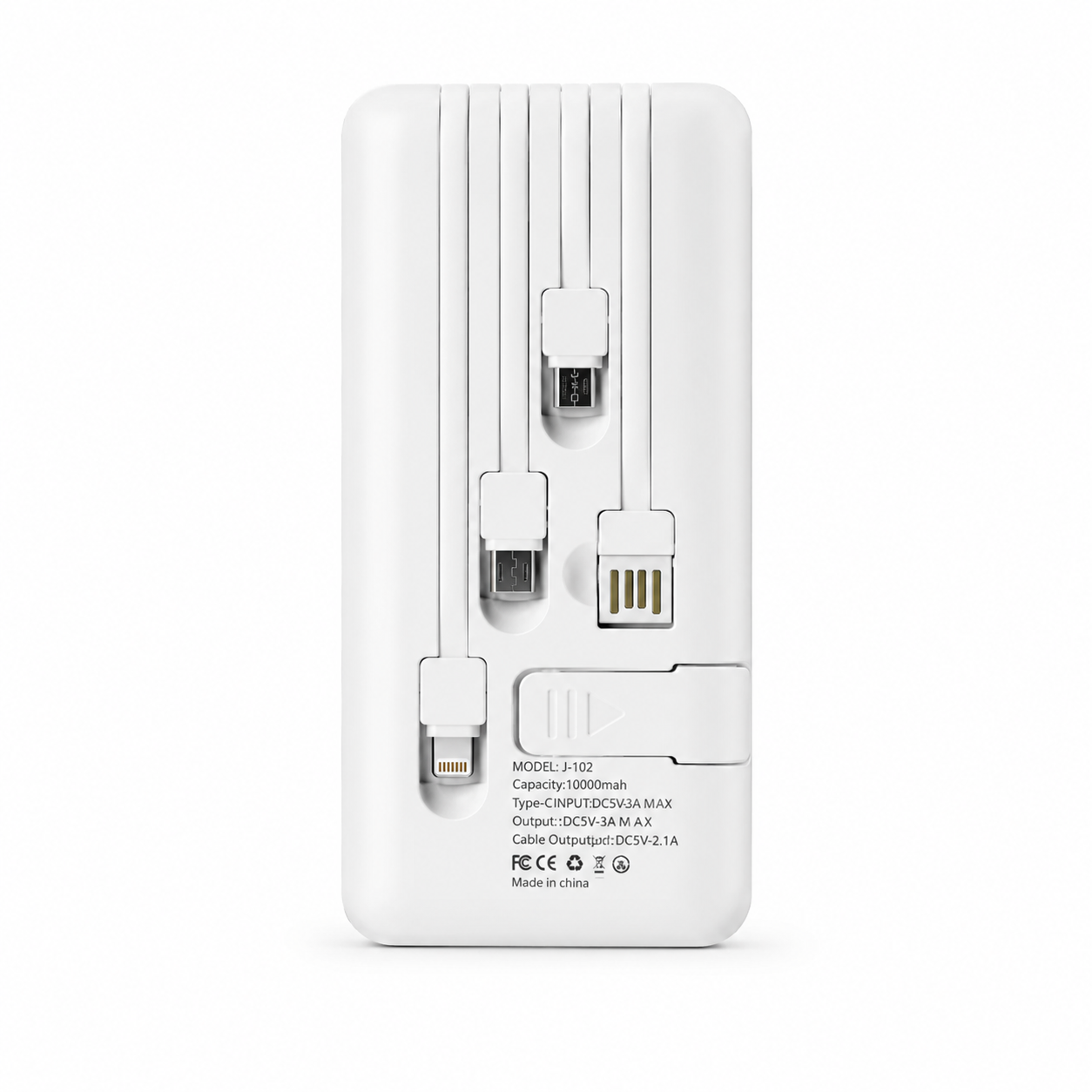 Power Bank J-102 10000mAh with 4 Built-in Charging Cables